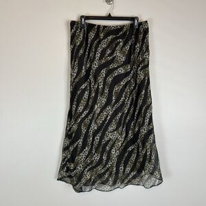 Midi Skirt XL 16 Grunge Zebra Animal Print Ruffle Hem Fairy Boho Leopard Vintage